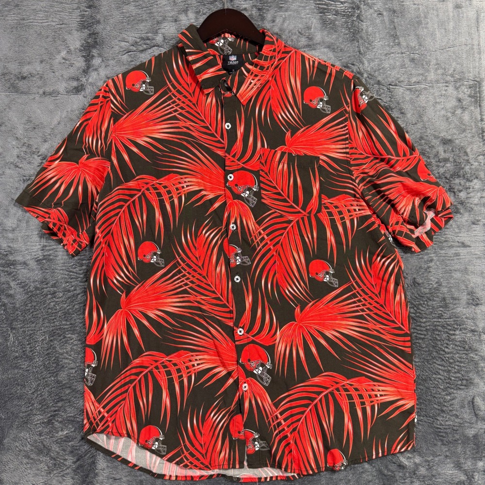 NFL Team Apparel Cleveland Browns Shirt Mens XL Black Red Tropical STA0720-00001